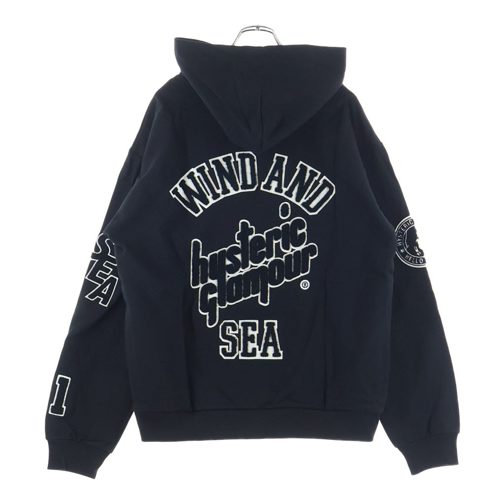 WIND AND SEA(ウィンダンシー) 23AW ×HYSTERIC GLAMOUR ヒステリックグラマー スウェット プルオーバーパーカー ブラック WDS-C-HYS-23-AP-Q1-15