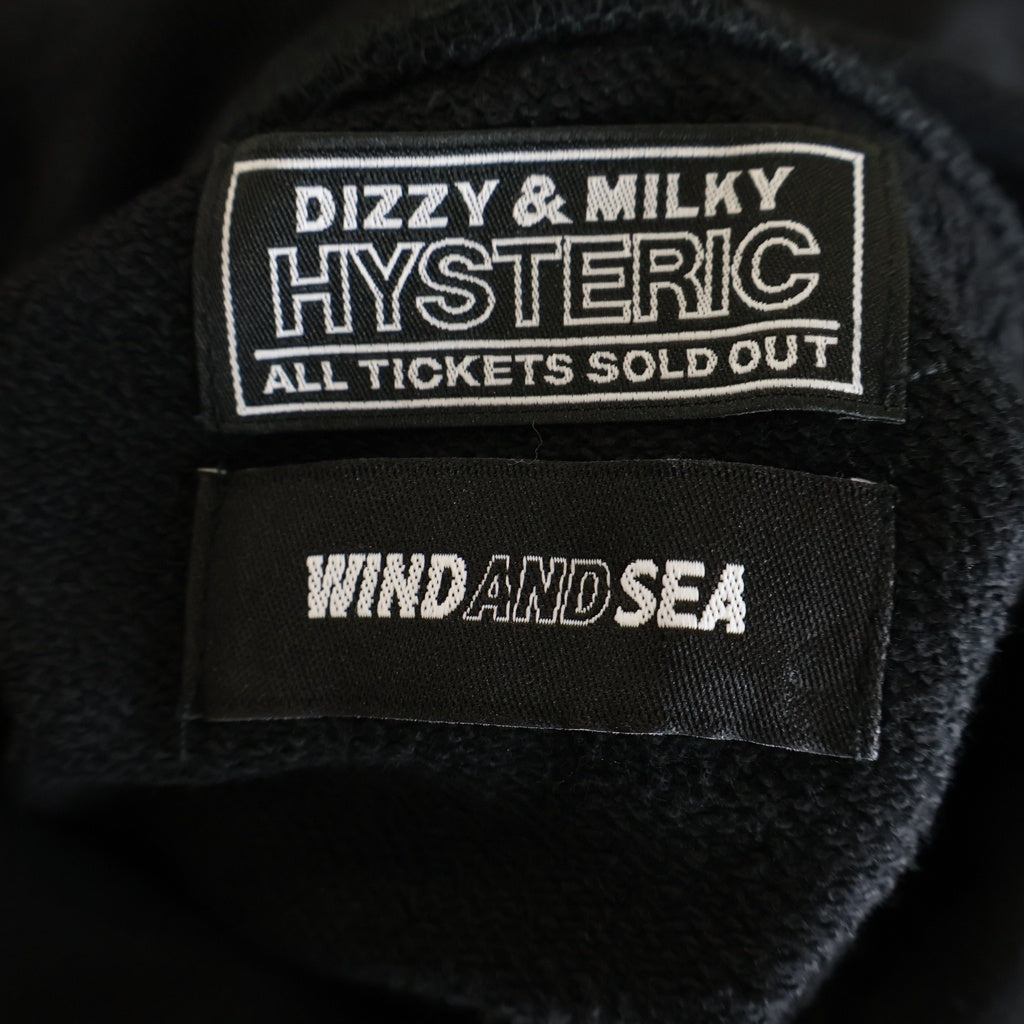 WIND AND SEA(ウィンダンシー) 23AW ×HYSTERIC GLAMOUR ヒステリックグラマー スウェット プルオーバーパーカー ブラック WDS-C-HYS-23-AP-Q1-15