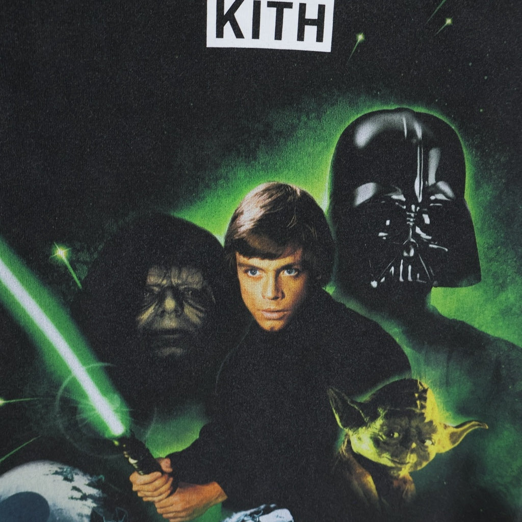 KITH(キス) ×STAR WARS Luke Poster Vintage Tee スターウォーズ ルーク ポスター ビンテージ クルーネック半袖Tシャツカットソー ブラック KHM031029-001