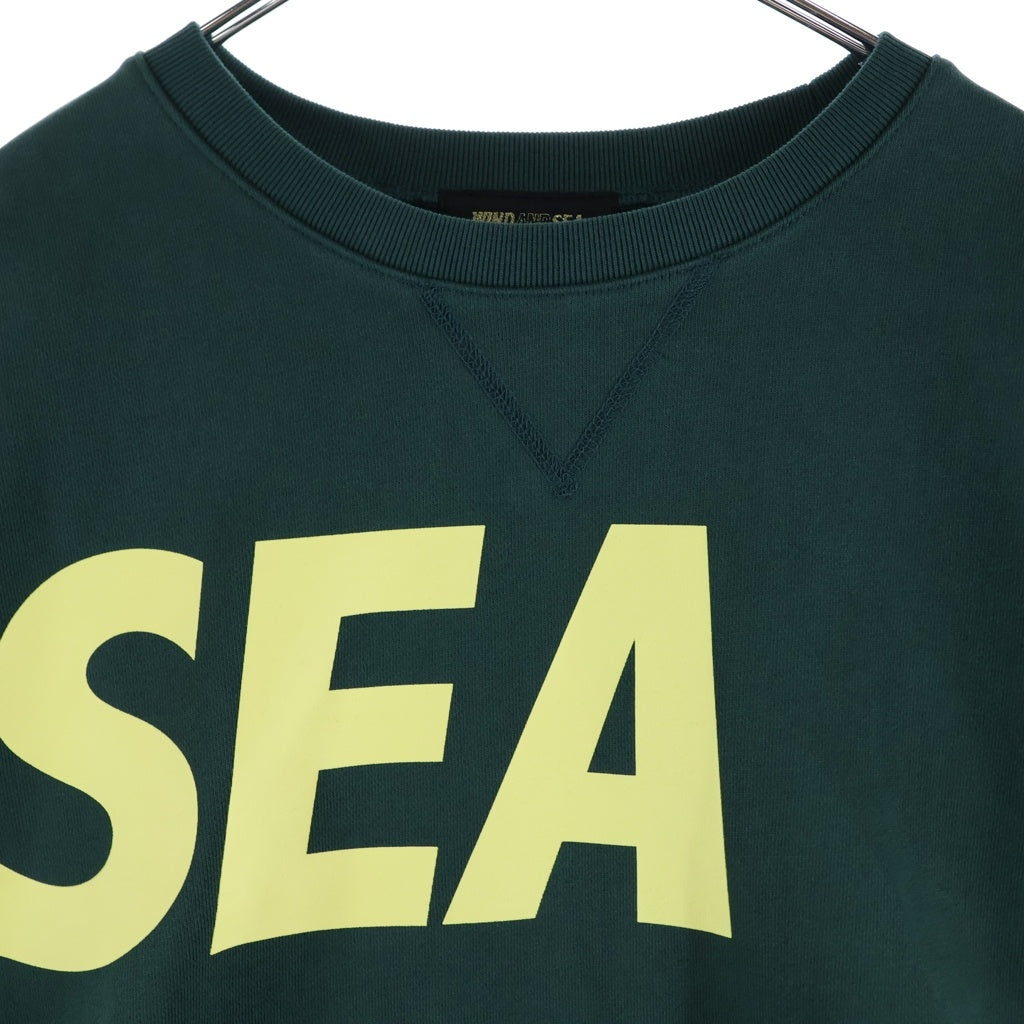 WIND AND SEA(ウィンダンシー) 23AW ロゴプリント クルーネック スウェット トレーナー グリーン WDS-O-SEA-23-Q2-CS-01