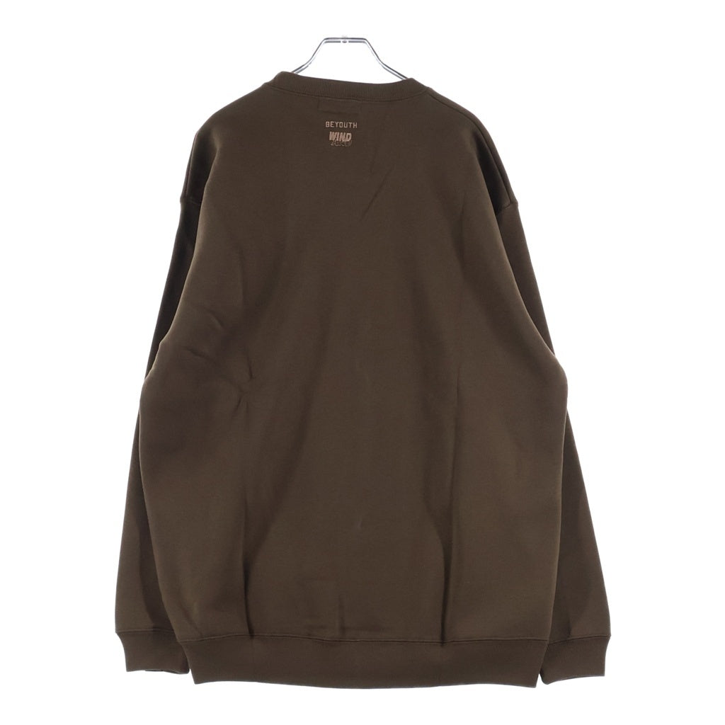 WIND AND SEA(ウィンダンシー) BRUSHED CREW NECK ロゴプリント クルーネックスウェットトレーナー ブラウン WDS-CS-324