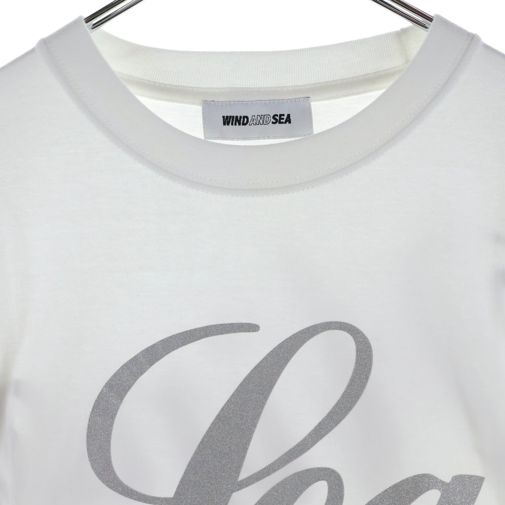 WIND AND SEA(ウィンダンシー) Glitter L/S Tee グリッターロゴ クルーネック ロングスリーブ長袖Tシャツカットソー ホワイト WDS-CS-307
