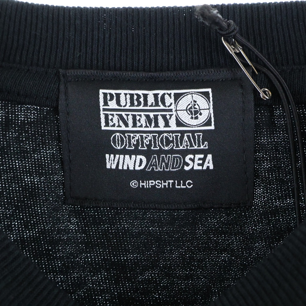 WIND AND SEA(ウィンダンシー) ×Public Enemy S/S Tee パブリック エネミー クルーネック 半袖Tシャツカットソー ブラック WDS-PEFTP-07
