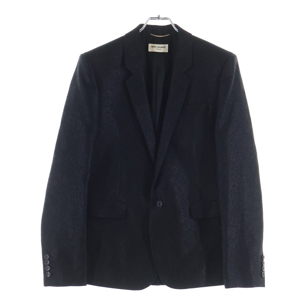 SAINT LAURENT PARIS(サンローランパリ) 20AW フラワージャガード 1Bシングルテーラードジャケット/スラックスロングパンツ ブラック 600331/596927