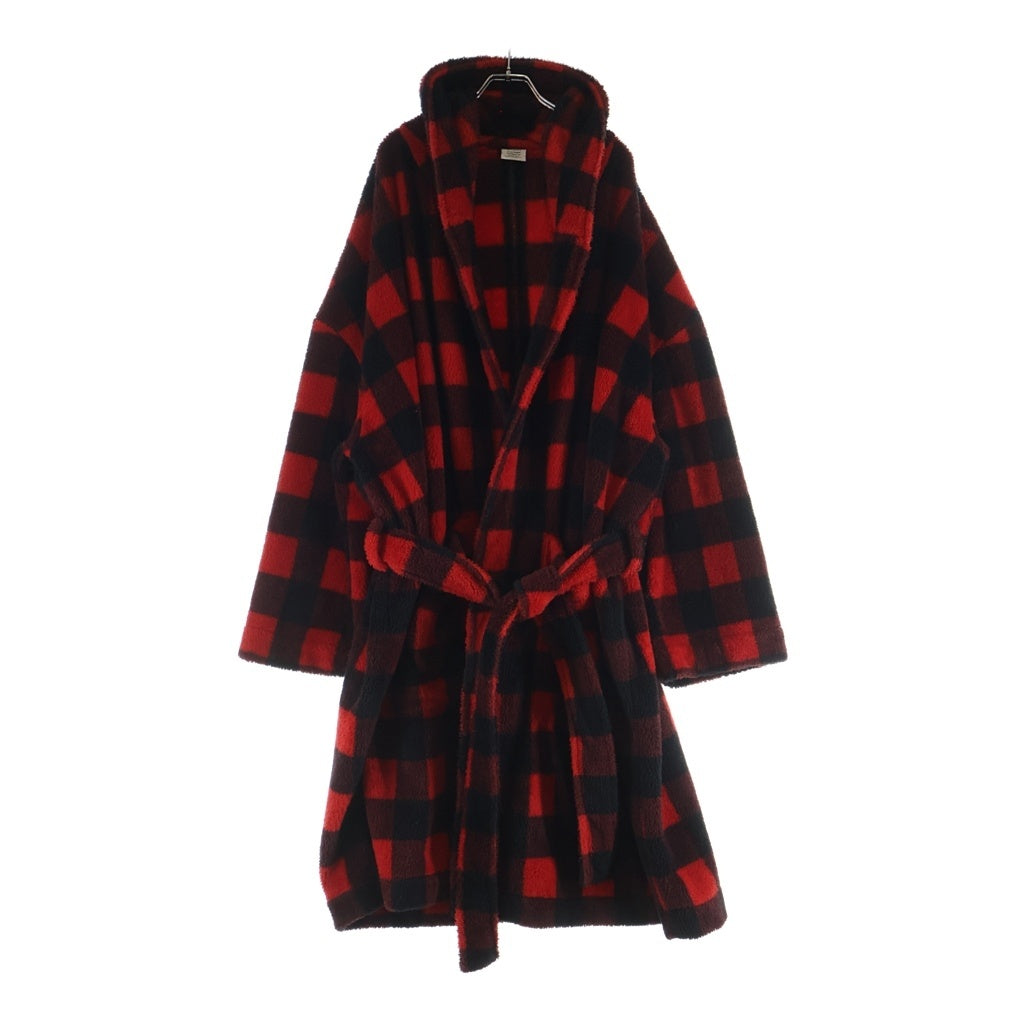 VETEMENTS(ヴェトモン) 17AW Bathrobe Fleece Coat チェック柄 フリース ガウンコート レッド/ブラック MH17JA13
