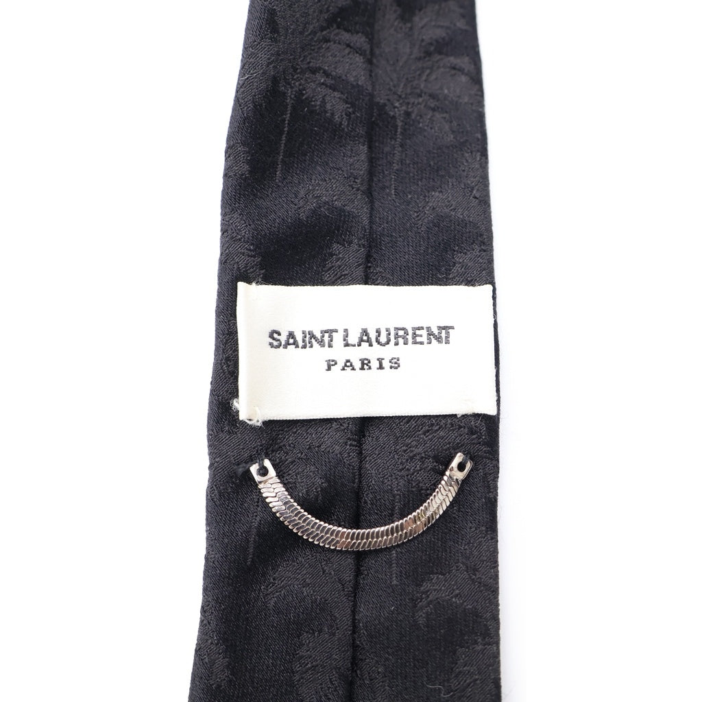 SAINT LAURENT PARIS(サンローランパリ) フラワージャガード スリム シルクネクタイ ブラック
