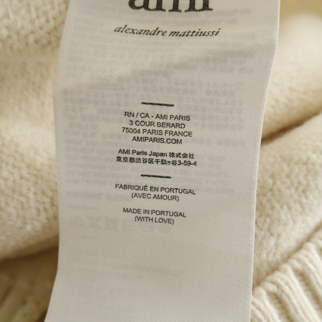 ami paris(アミパリス) HEART LOGO KNIT ロゴデザイン ウール クルーネック ニット セーター ホワイト H20HK009.018