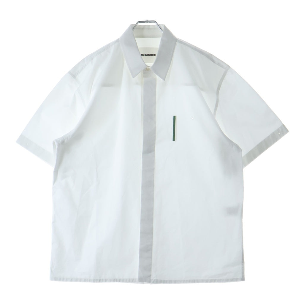 JIL SANDER(ジルサンダー) 21SS NEVER FADE AWAY PLAQUE SHIRT プレートデザイン 半袖 シャツ ホワイト HS JM IM 0010