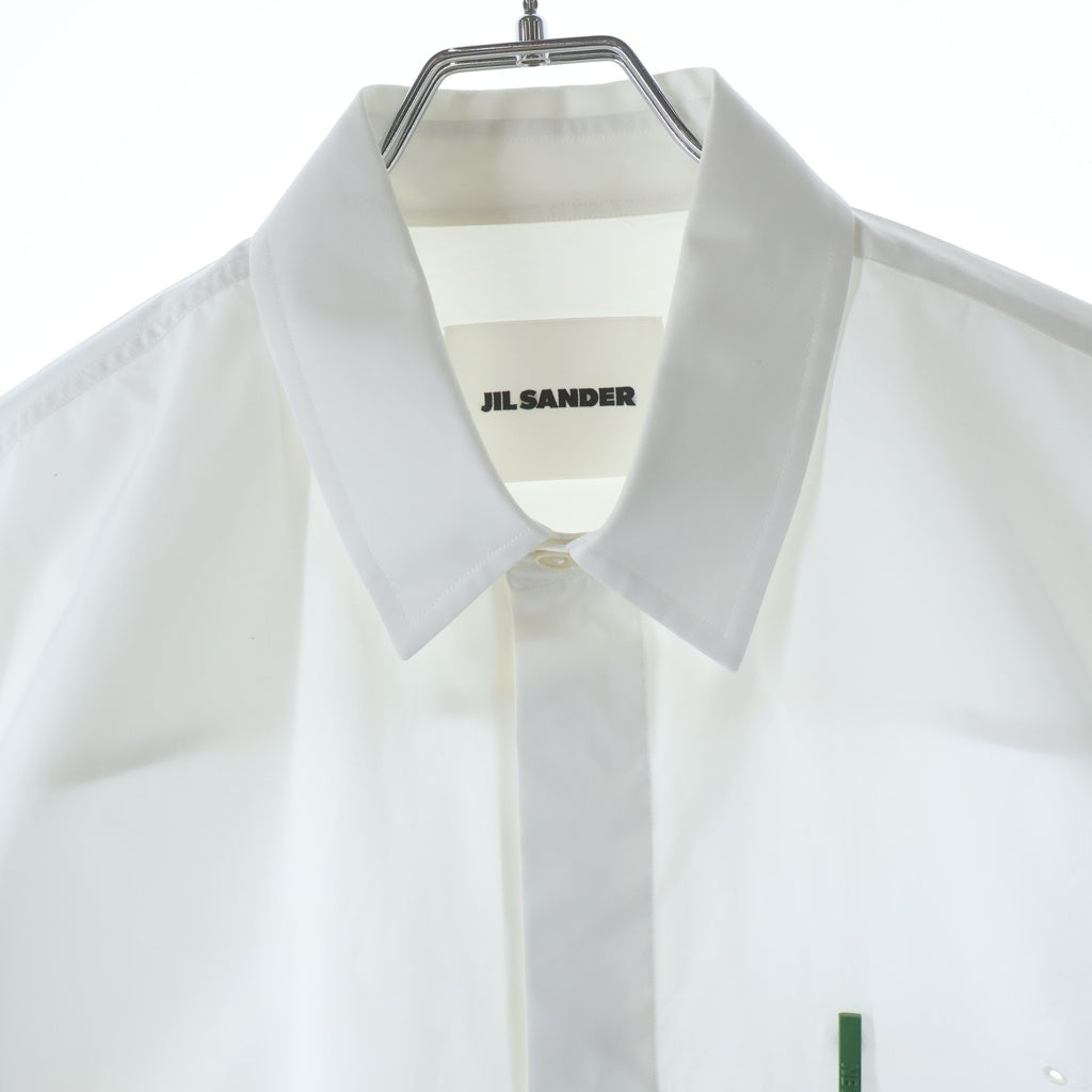JIL SANDER(ジルサンダー) 21SS NEVER FADE AWAY PLAQUE SHIRT プレートデザイン 半袖 シャツ ホワイト HS JM IM 0010