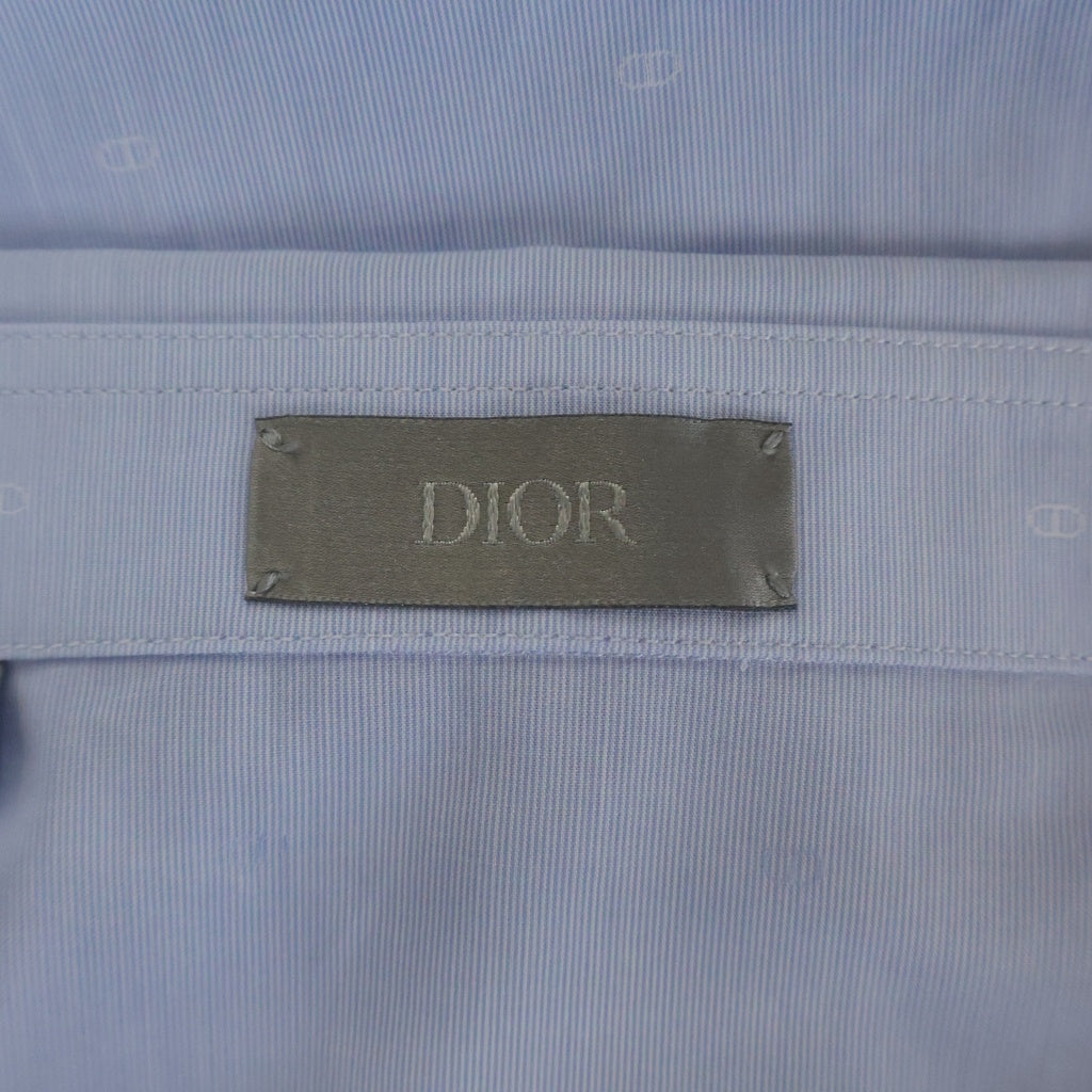 DIOR(ディオール) スモールシグネイチャーロゴ総柄 レギュラーカラー ロングスリーブ 長袖 シャツ ブルー 013C502A6395