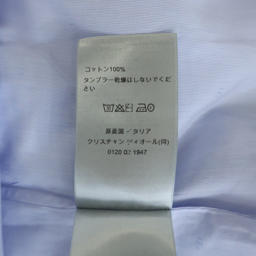 DIOR(ディオール) スモールシグネイチャーロゴ総柄 レギュラーカラー ロングスリーブ 長袖 シャツ ブルー 013C502A6395