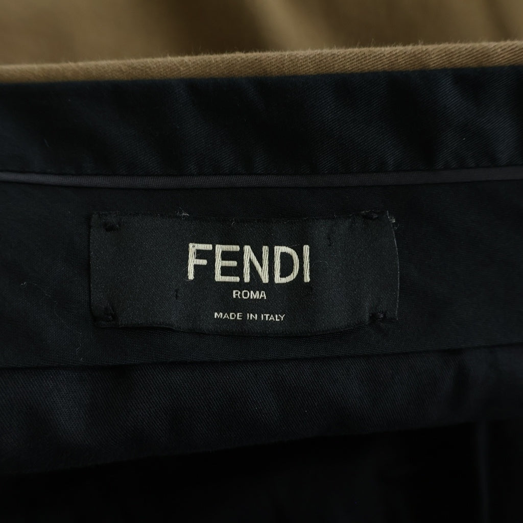 FENDI(フェンディ) ジップポケット センタープレス コットン スラックス パンツ ブラウン FB0463-A2MG