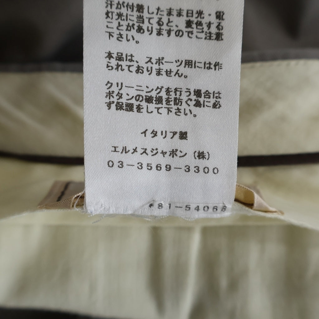 HERMES(エルメス) コットン センタープレス トラウザーパンツ スラックス グレー