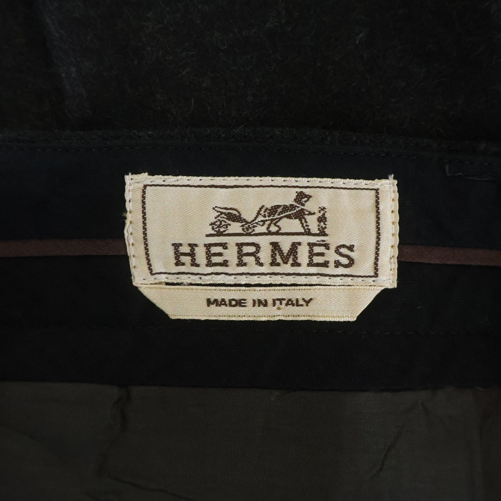 HERMES(エルメス) センタープレス カシミア混 ウール ドレススラックス パンツ ブラック
