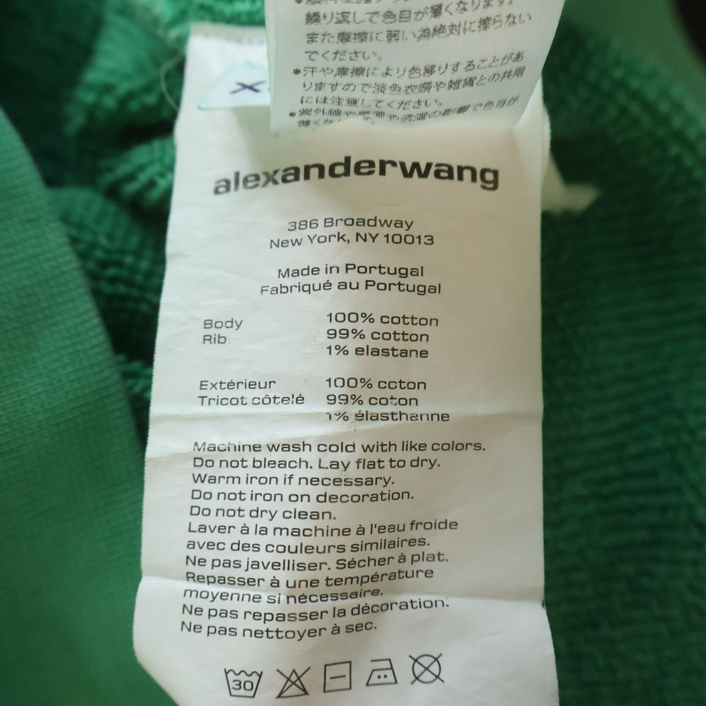 ALEXANDER WANG(アレキサンダーワン) 22SS エンボスロゴ スウェットプルオーバーパーカー グリーン UCC3221534 レディース