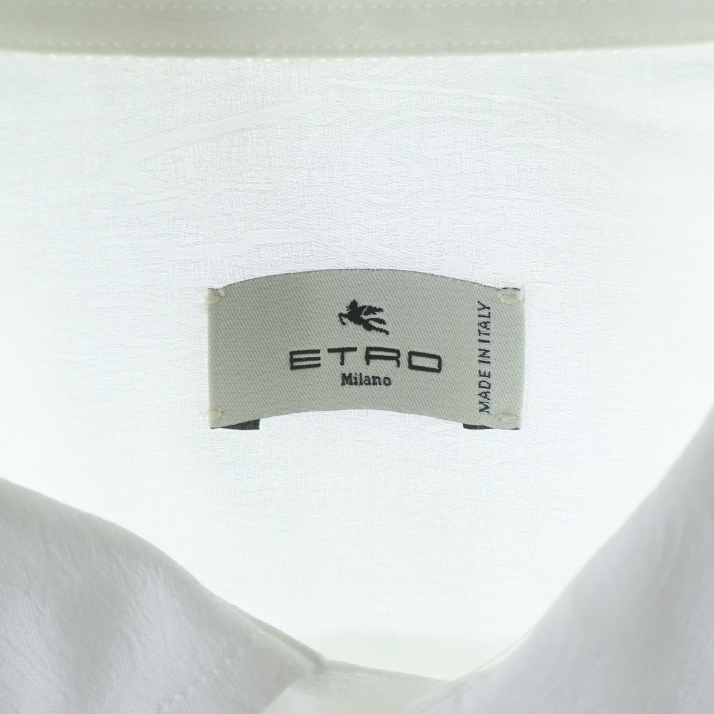 ETRO(エトロ) ペイズリー総柄 ワイドカラー コットン 半袖 シャツ ホワイト