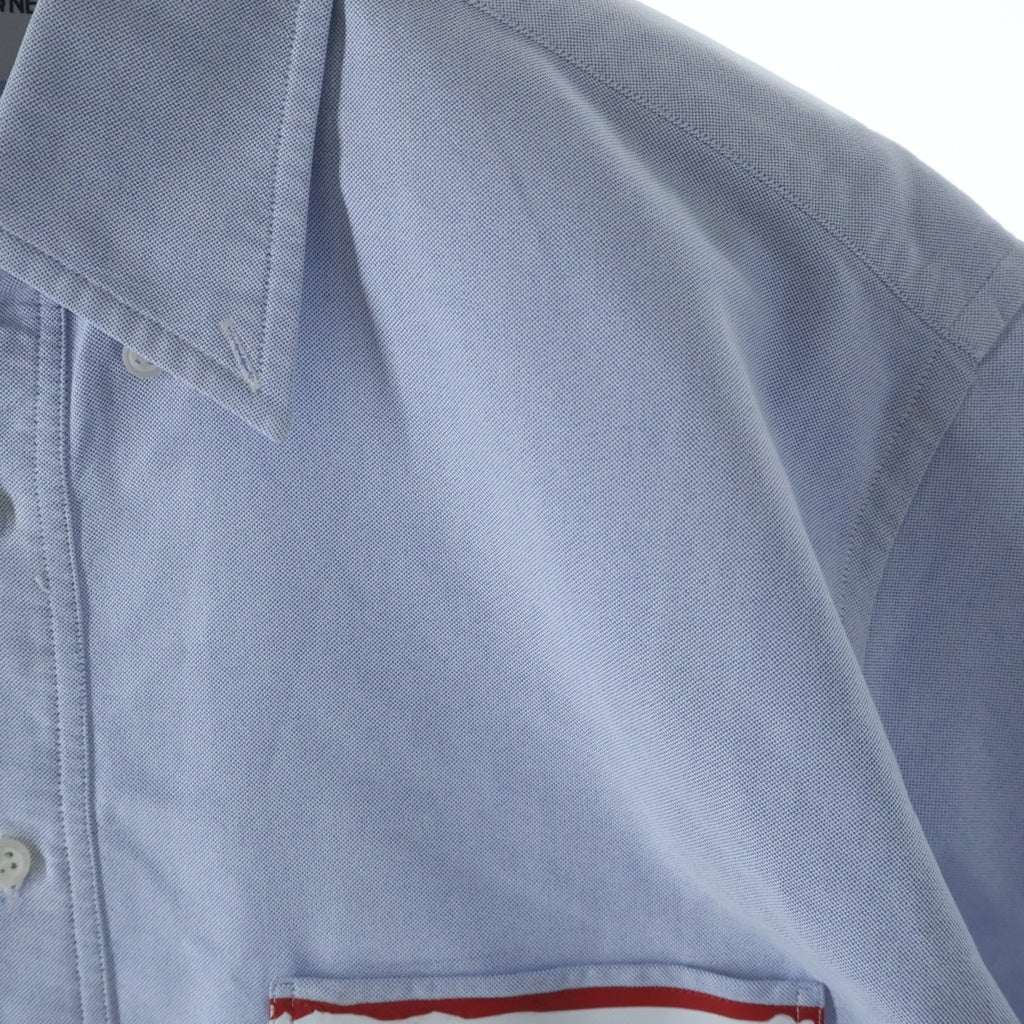 THOM BROWNE(トムブラウン) 胸ポケット ボタンダウン サイドスリッド 半袖シャツ ブルー