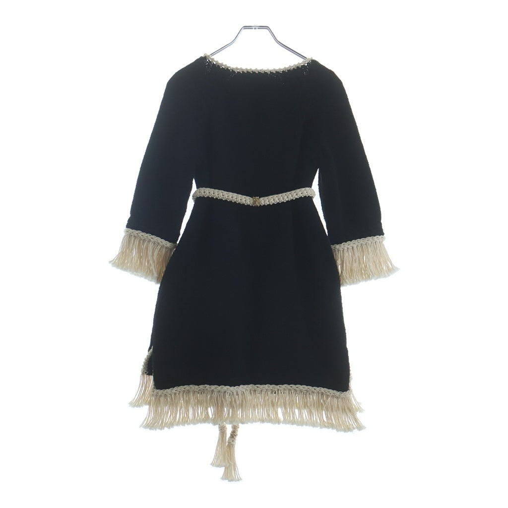 CHANEL(シャネル) コットン フリンジ ベルト付きニットワンピース ブラック レディース P58133K07645