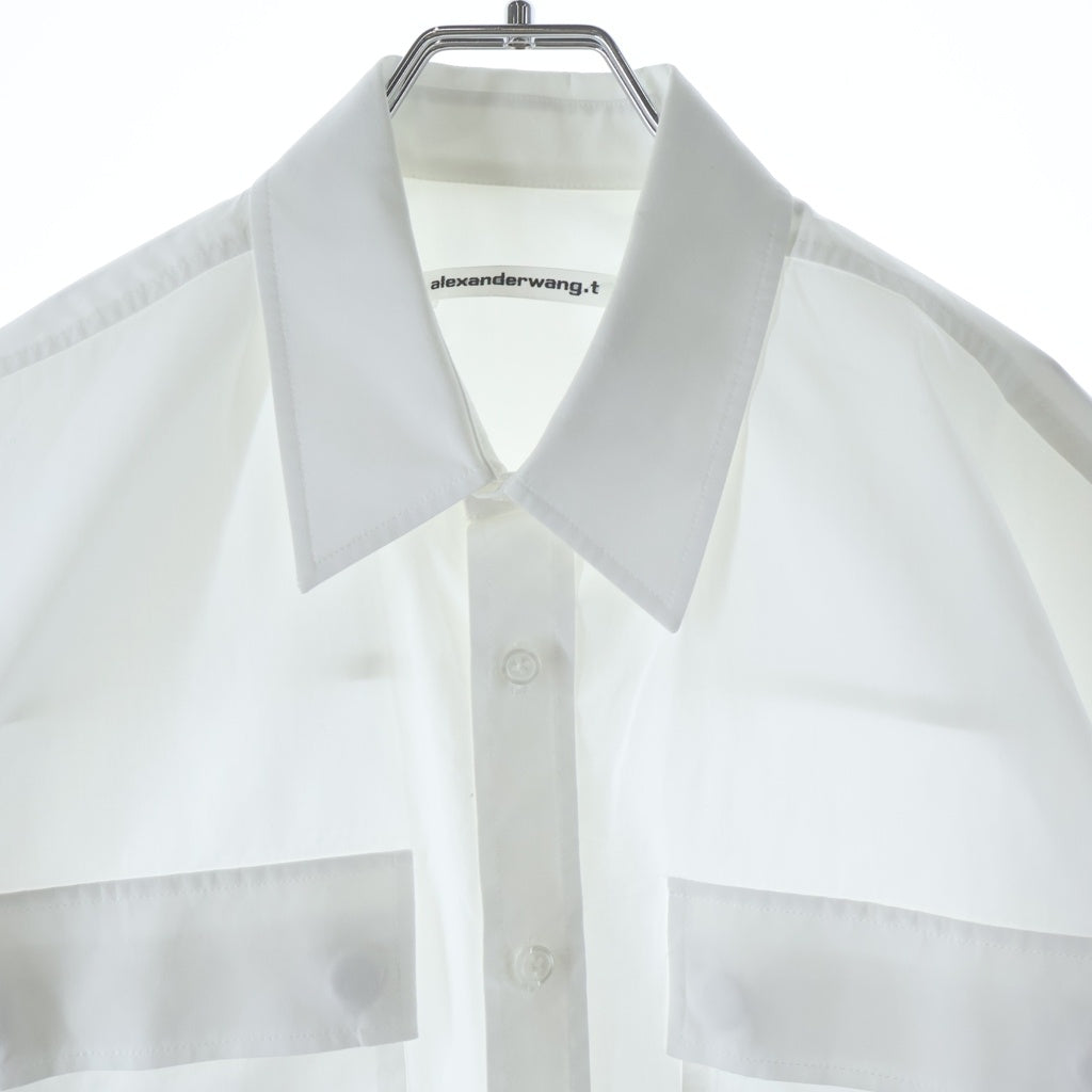 ALEXANDER WANG(アレキサンダーワン) BUTTON DOWN SHIRT WITH CHEST POCKETS レギュラーカラー ダブルポケット 半袖シャツ ホワイト 4WC2231391