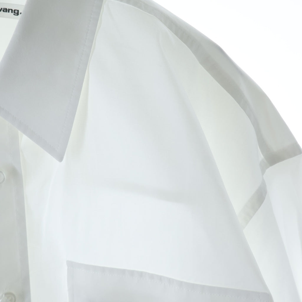 ALEXANDER WANG(アレキサンダーワン) BUTTON DOWN SHIRT WITH CHEST POCKETS レギュラーカラー ダブルポケット 半袖シャツ ホワイト 4WC2231391