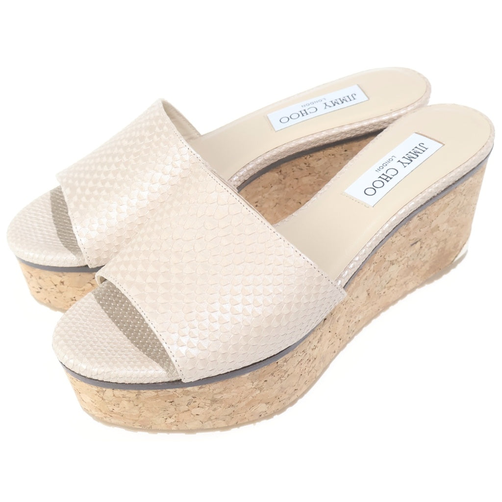 JIMMY CHOO(ジミーチュウ) DEEDEE OPPQ NUDE コルク ウェッジソール オープントゥ パンプス レディース ベージュ