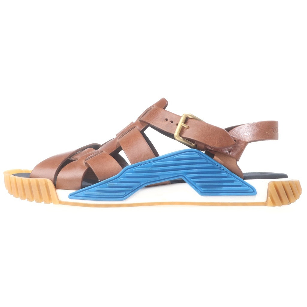 DOLCE & GABBANA(ドルチェアンドガッバーナ) レザー バックル付き サンダル ラバーソール ブラウン 9 CS1795