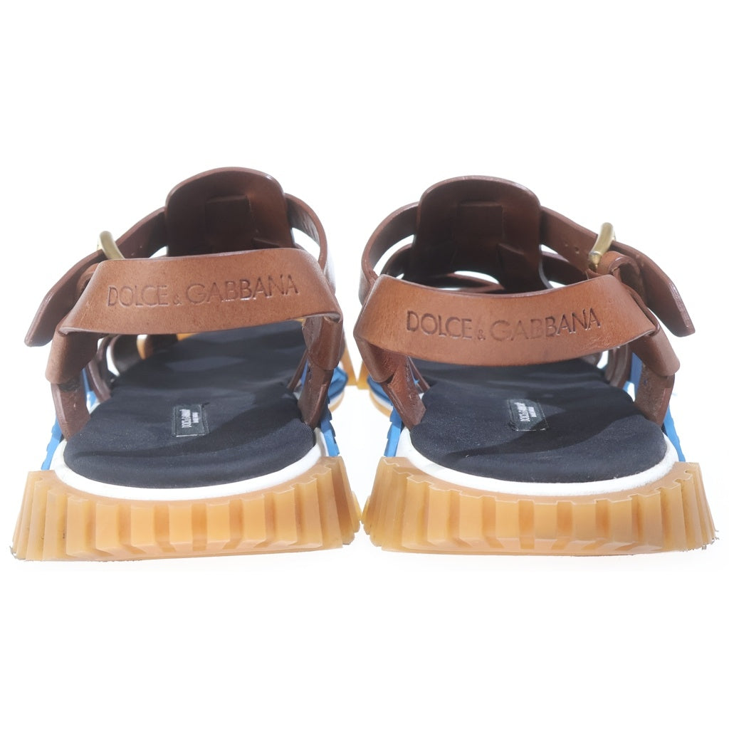 DOLCE & GABBANA(ドルチェアンドガッバーナ) レザー バックル付き サンダル ラバーソール ブラウン 9 CS1795