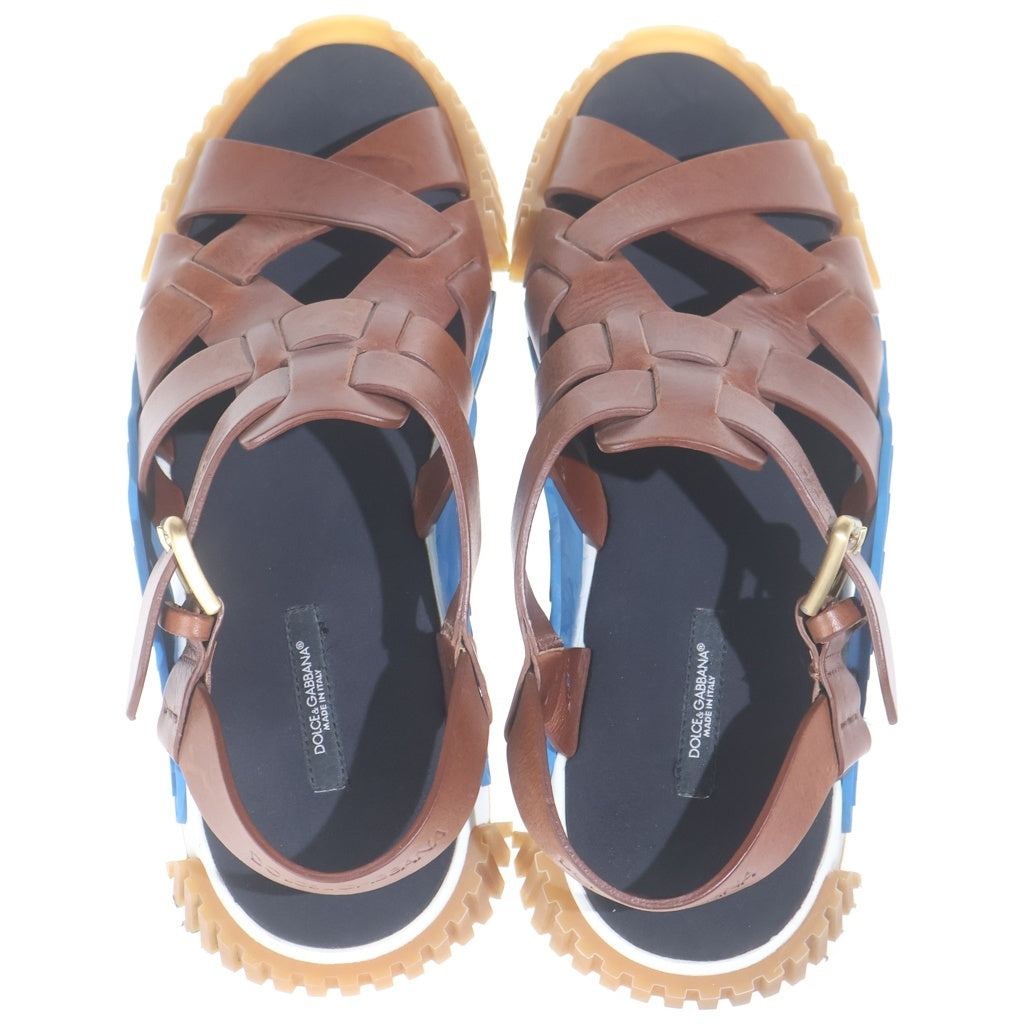 DOLCE & GABBANA(ドルチェアンドガッバーナ) レザー バックル付き サンダル ラバーソール ブラウン 9 CS1795