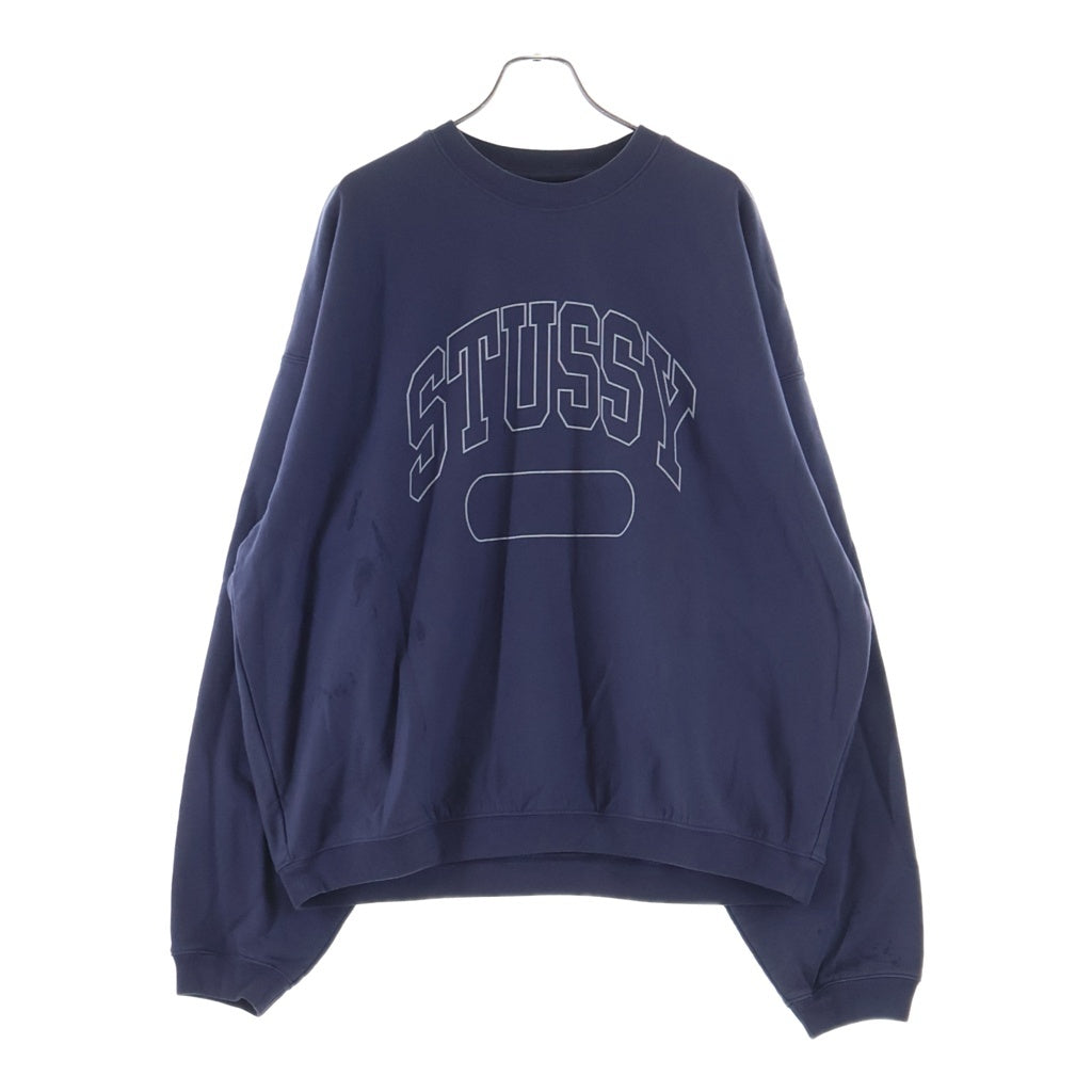 STUSSY(ステューシー) 23AW VARSITY OVERSIZED CREW フロントロゴデザイン クルーネック 長袖スウェット トレーナー ネイビー 118536 118536