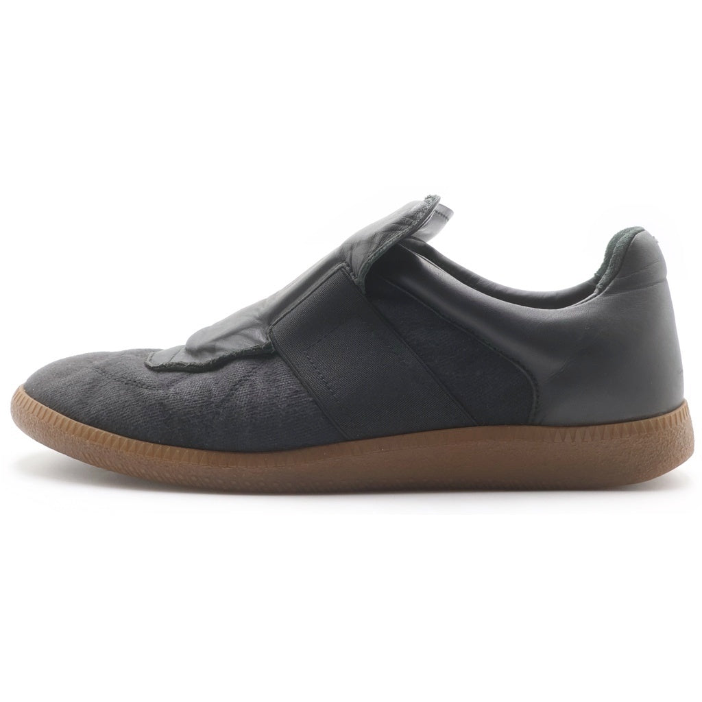 Maison Margiela(メゾンマルジェラ) ジャーマントレーナー レザー切り替え スリッポン ローカットスニーカー ブラック