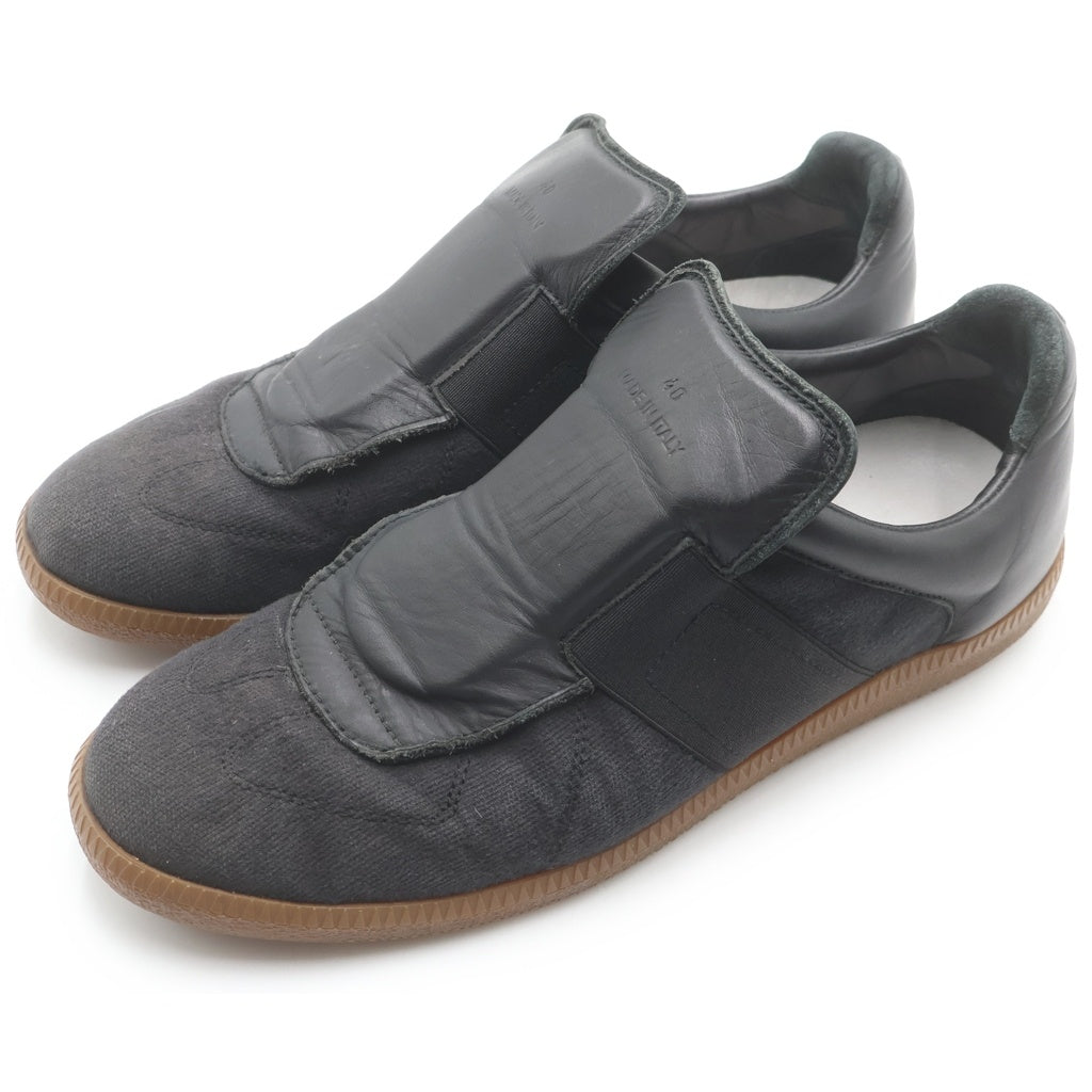 Maison Margiela(メゾンマルジェラ) ジャーマントレーナー レザー切り替え スリッポン ローカットスニーカー ブラック