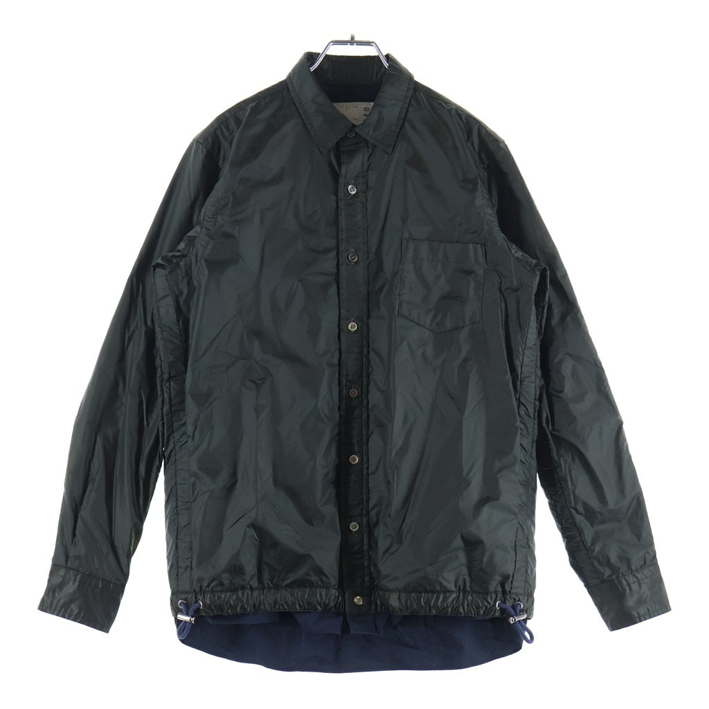Sacai(サカイ) 19AW SPONGE SWEAT MA-1 HOODIE ドローコード付き 裏地切り替え ボタン ナイロンジャケット カーキ 19-02048M