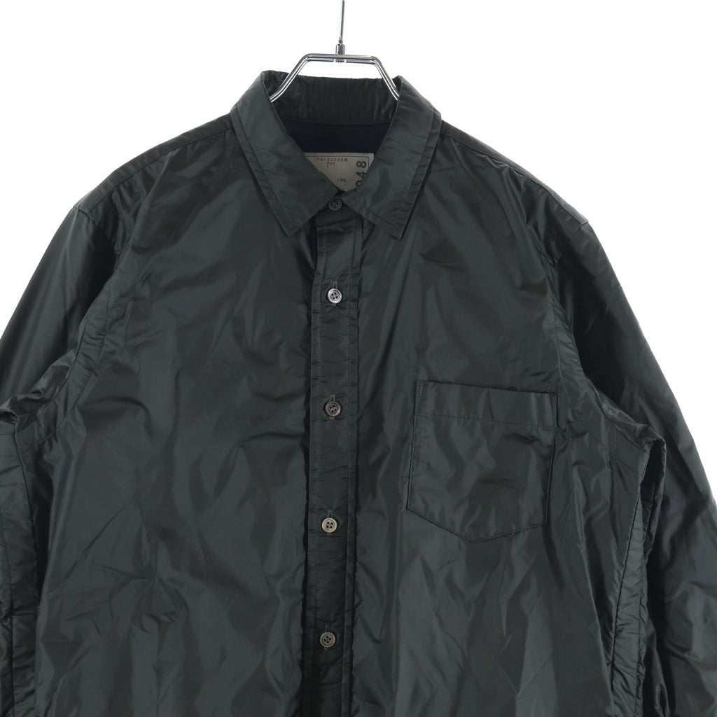 Sacai(サカイ) 19AW SPONGE SWEAT MA-1 HOODIE ドローコード付き 裏地切り替え ボタン ナイロンジャケット カーキ 19-02048M