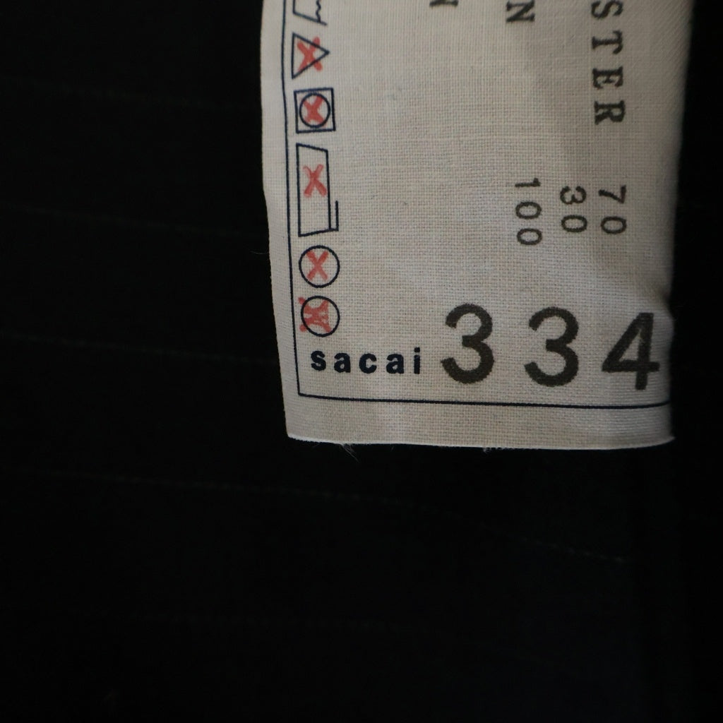Sacai(サカイ) 24SS CHALK STRIPE BONDING JACKET 裏地デニム切り替え ステッチデザイン ボンディング テーラードジャケット ブラック 24-03346M