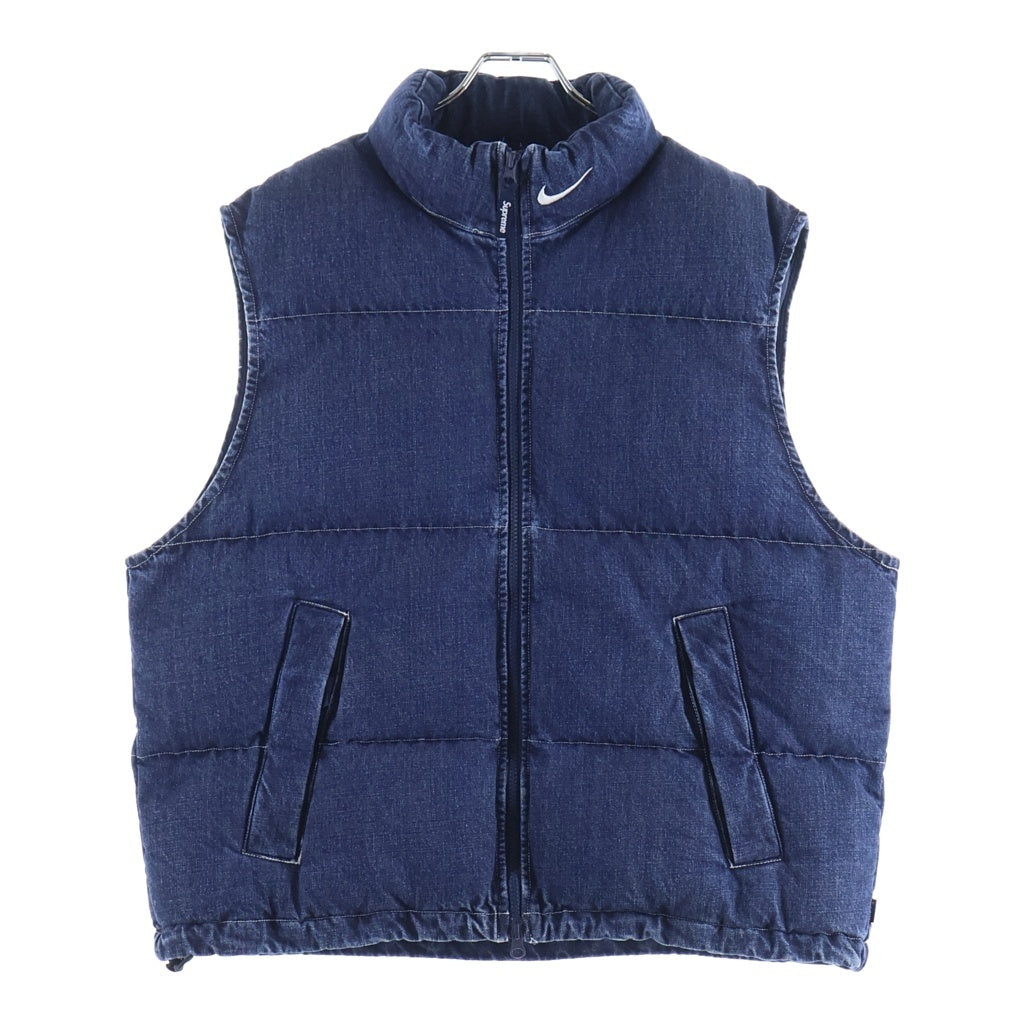 SUPREME(シュプリーム) ×NIKE Denim Puffer Vest FQ0323-010 ロゴデザイン デニム パファー ベスト ジャケット インディゴ