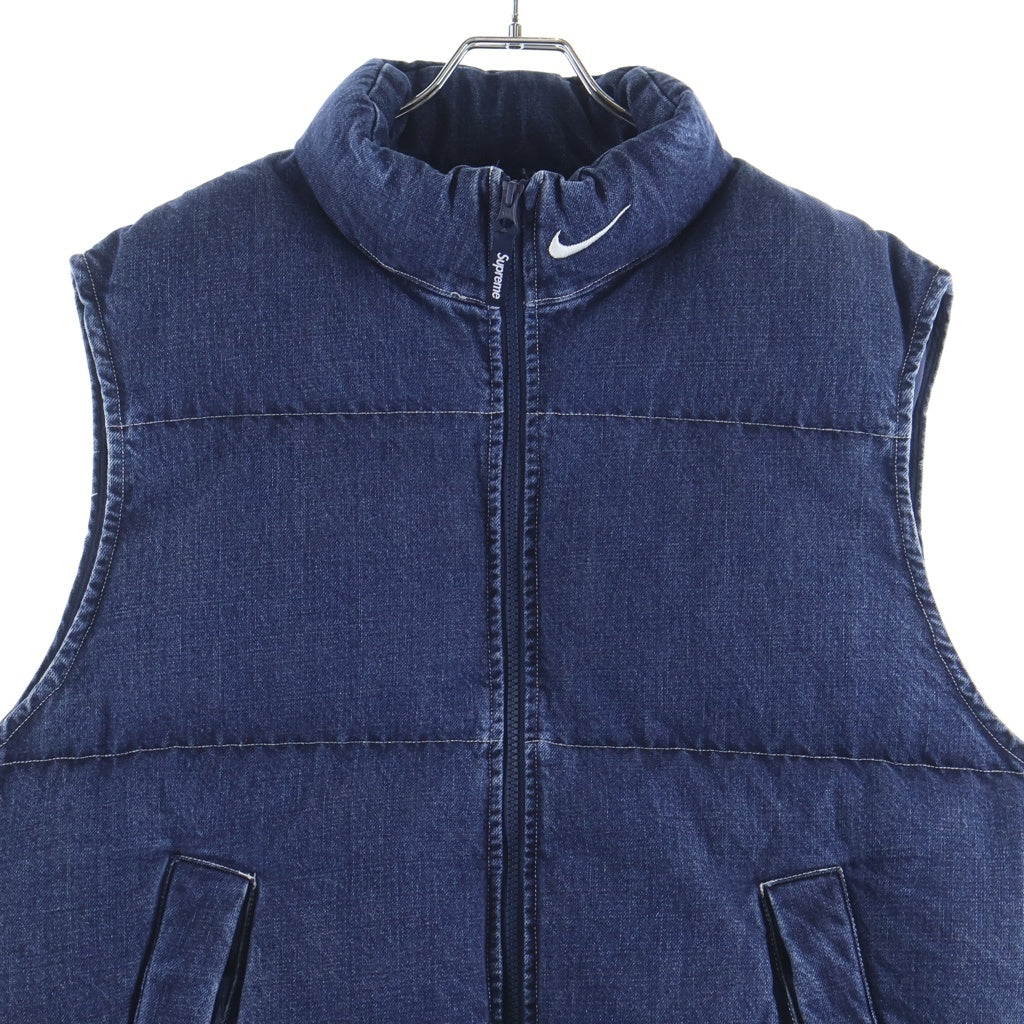 SUPREME(シュプリーム) ×NIKE Denim Puffer Vest FQ0323-010 ロゴデザイン デニム パファー ベスト ジャケット インディゴ