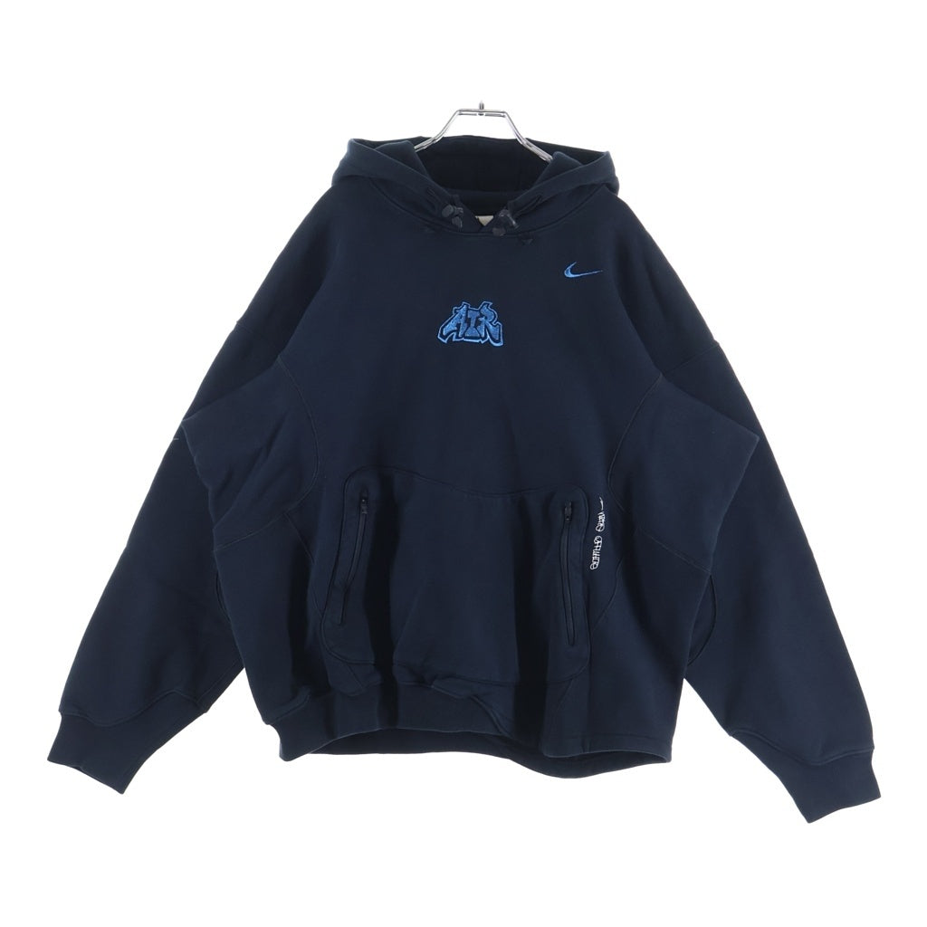 NIKE(ナイキ) ×OFF-WHITE FLC HOODIE オフホワイト フリース フーディ スウェットプルオーバーパーカー ネイビー DN1760-010