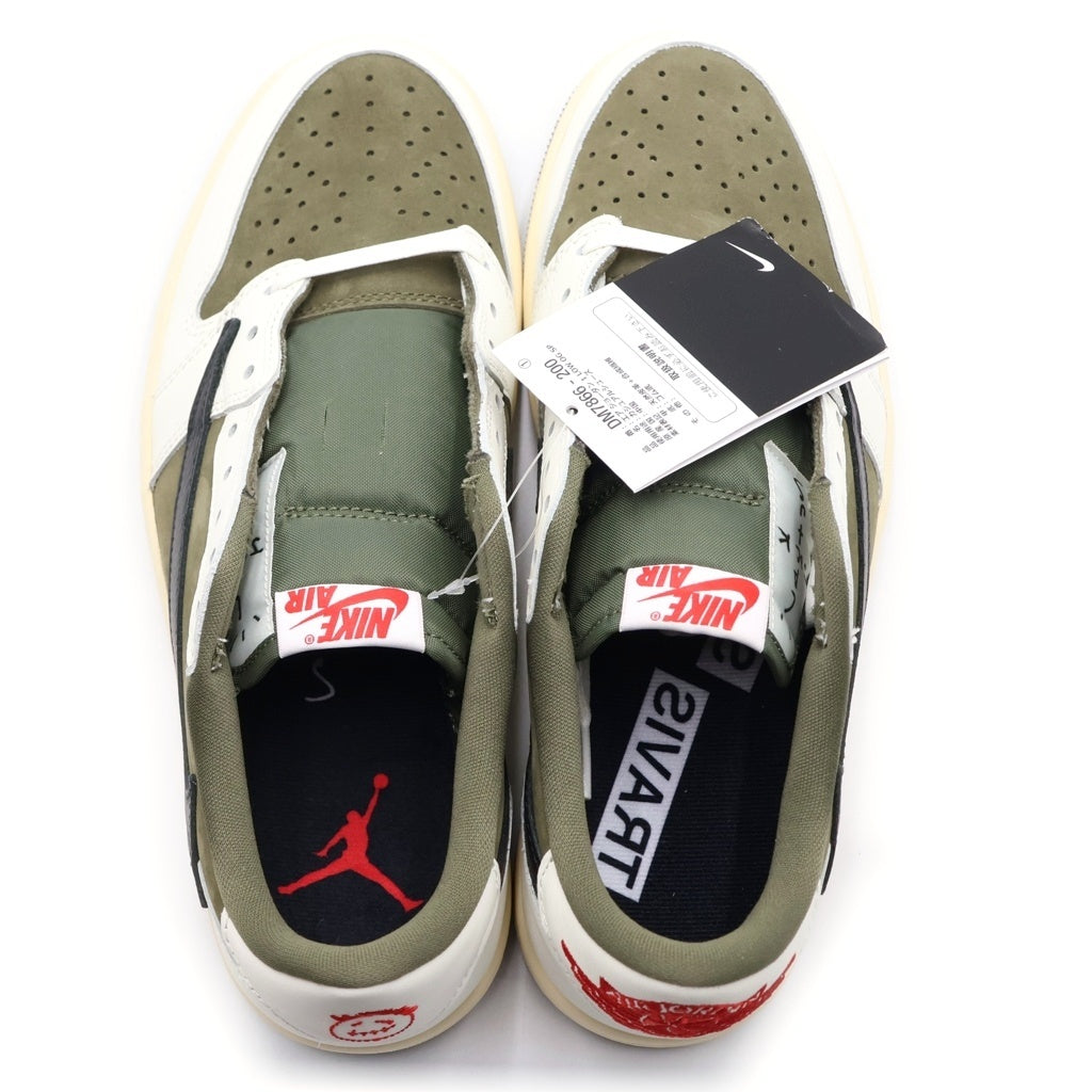 NIKE(ナイキ) ×TRAVIS SCOTT AIR JORDAN 1 LOW OG トラヴィススコット エアジョーダン 1 リバース オリーブ ローカットスニーカー ホワイト/カーキ US9.5/27.5cm DM7866-200