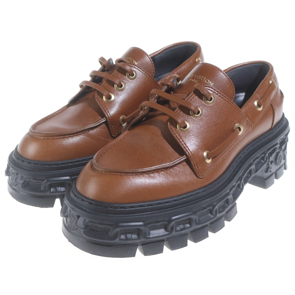 LOUIS VUITTON(ルイヴィトン) LVレコードライン モノグラムソール レザー ローファー ブラウン/ブラック 1ADAKG MA0274 レディース