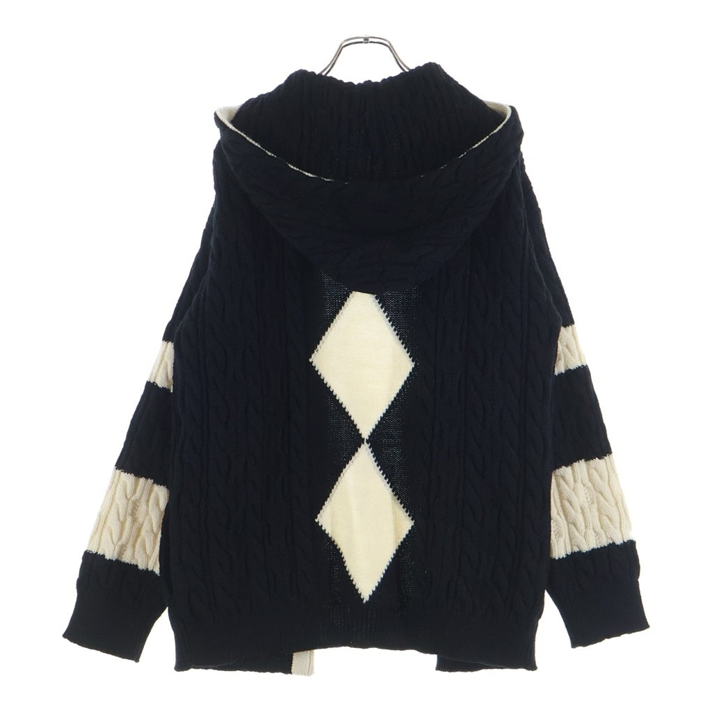 SAINT LAURENT PARIS(サンローランパリ) 19SS ボタンレスフーデッドケーブルニットカーディガン ブラック 587043 YAGD2