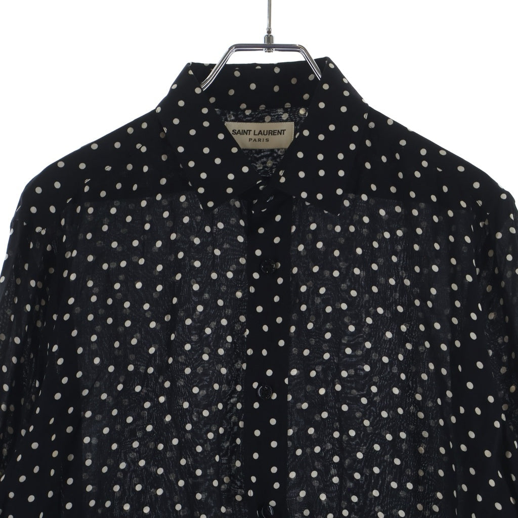 SAINT LAURENT PARIS(サンローランパリ) 16SS ポルカドットレーヨン長袖シャツ ブラック 376916 Y324P