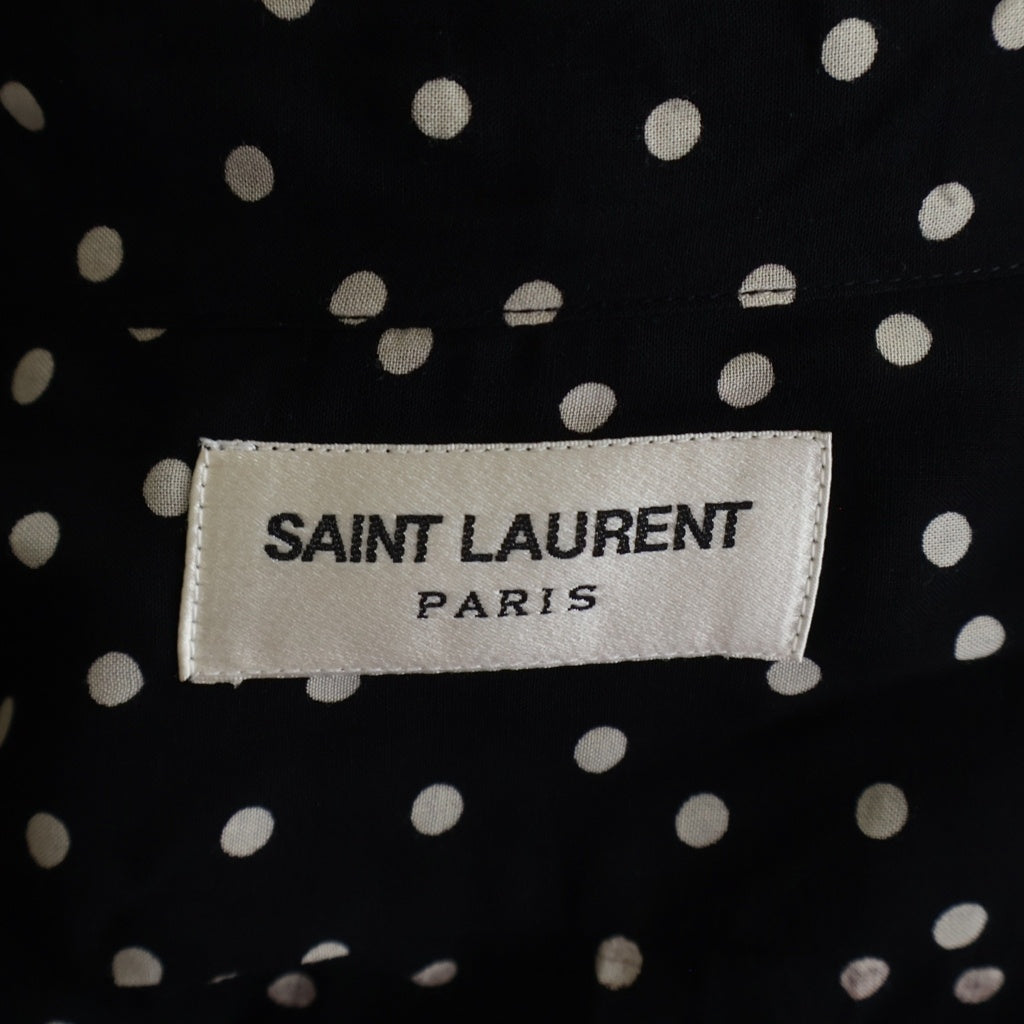 SAINT LAURENT PARIS(サンローランパリ) 16SS ポルカドットレーヨン長袖シャツ ブラック 376916 Y324P