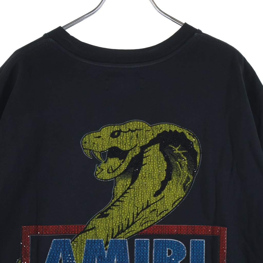 AMIRI(アミリ) Crystal Cobra Oversized Tee クリスタル コブラ クルーネック 半袖Tシャツ カットソー ブラック AMJYTE1223