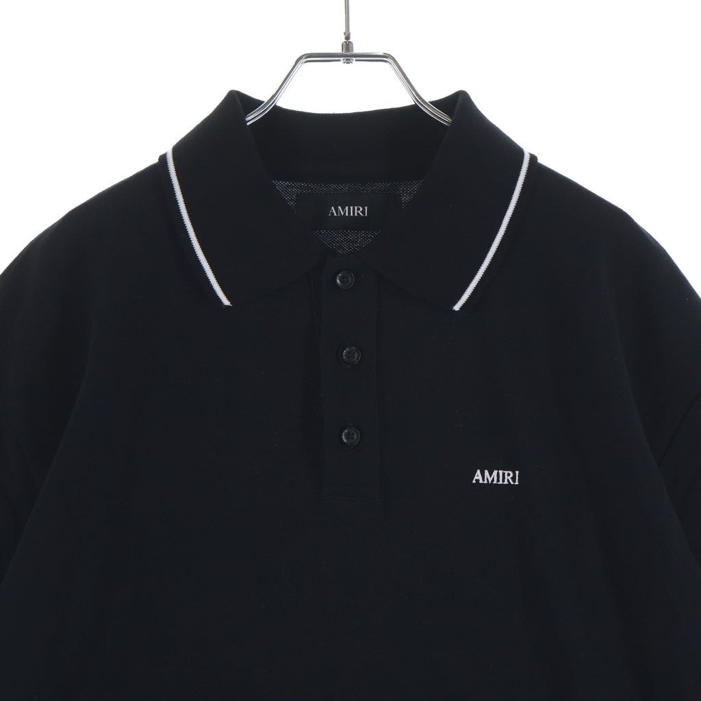 AMIRI(アミリ) ロゴ刺繍 半袖ポロシャツ ブラック AMJYPO1018M