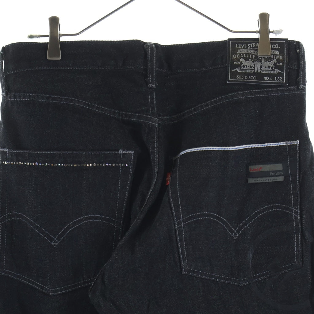 Levi's Fenom(リーバイス フェノム) ジップフライ ラインストーン ワイドシルエット デニムパンツ ブラック