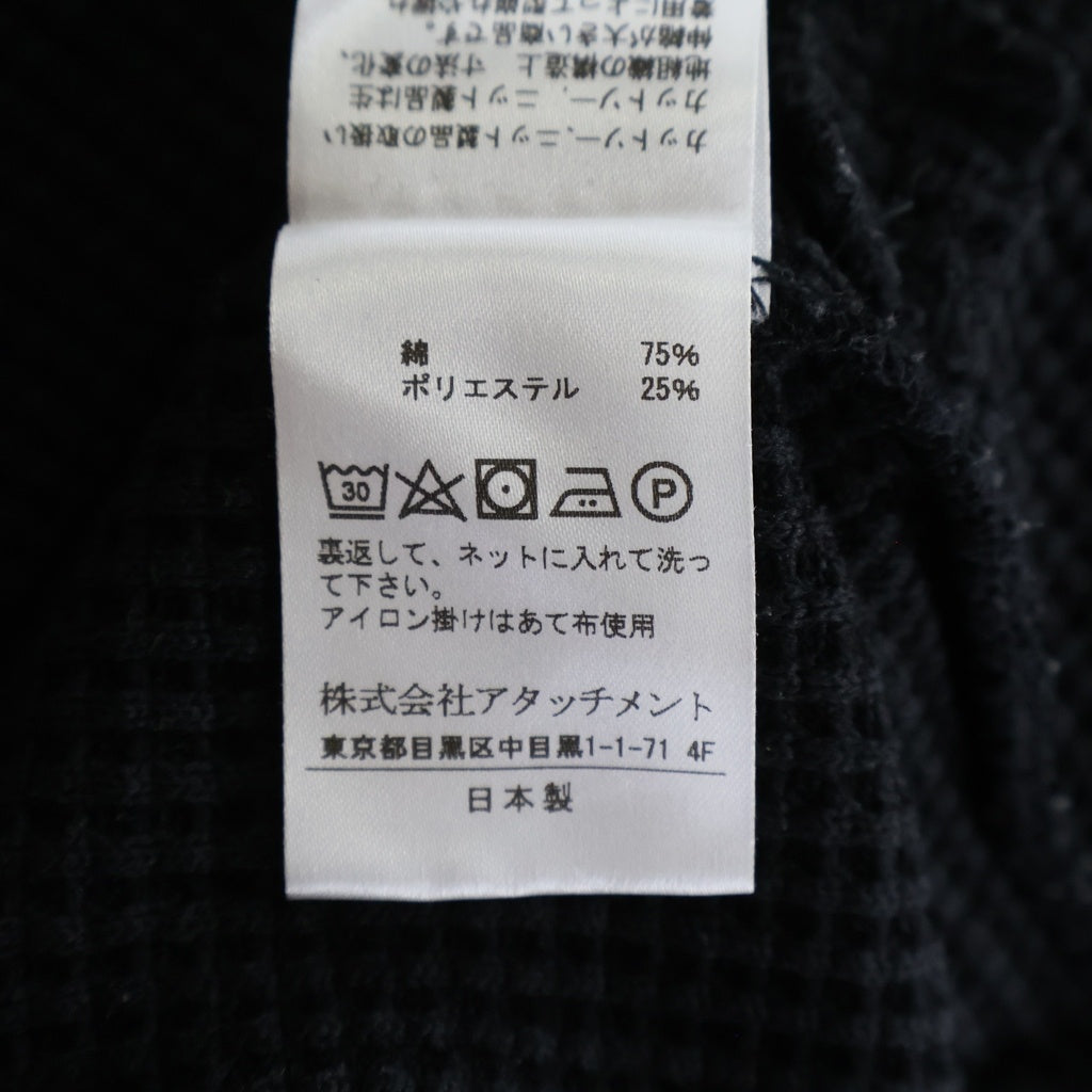 ATTACHMENT(アタッチメント) 19SS ジップアップ フーデッド ワッフル パーカー ブラック AB91-254