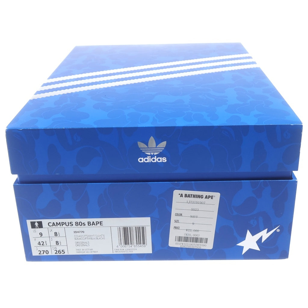 adidas(アディダス) ×A BATHING APE CAMPUS 80s COLLEGE NAVY アベイシングエイプ キャンパス 80s カレッジネイビー スウェード ローカットスニーカー ネイビー US9/27cm ID4770