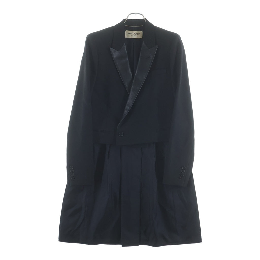 SAINT LAURENT PARIS(サンローランパリ) 13AW エディ期 レザーラペル付き ウールチェスターコート ブラック 329928 Y873B