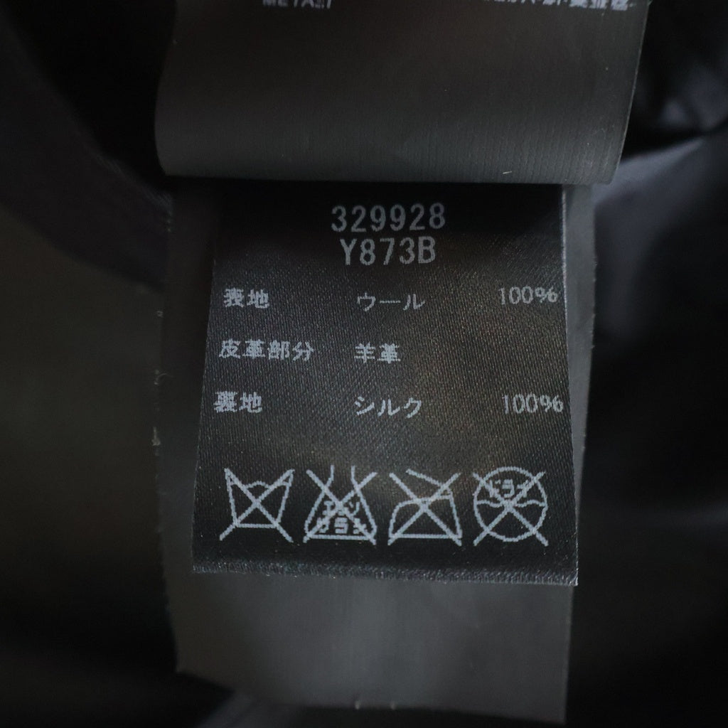 SAINT LAURENT PARIS(サンローランパリ) 13AW エディ期 レザーラペル付き ウールチェスターコート ブラック 329928 Y873B