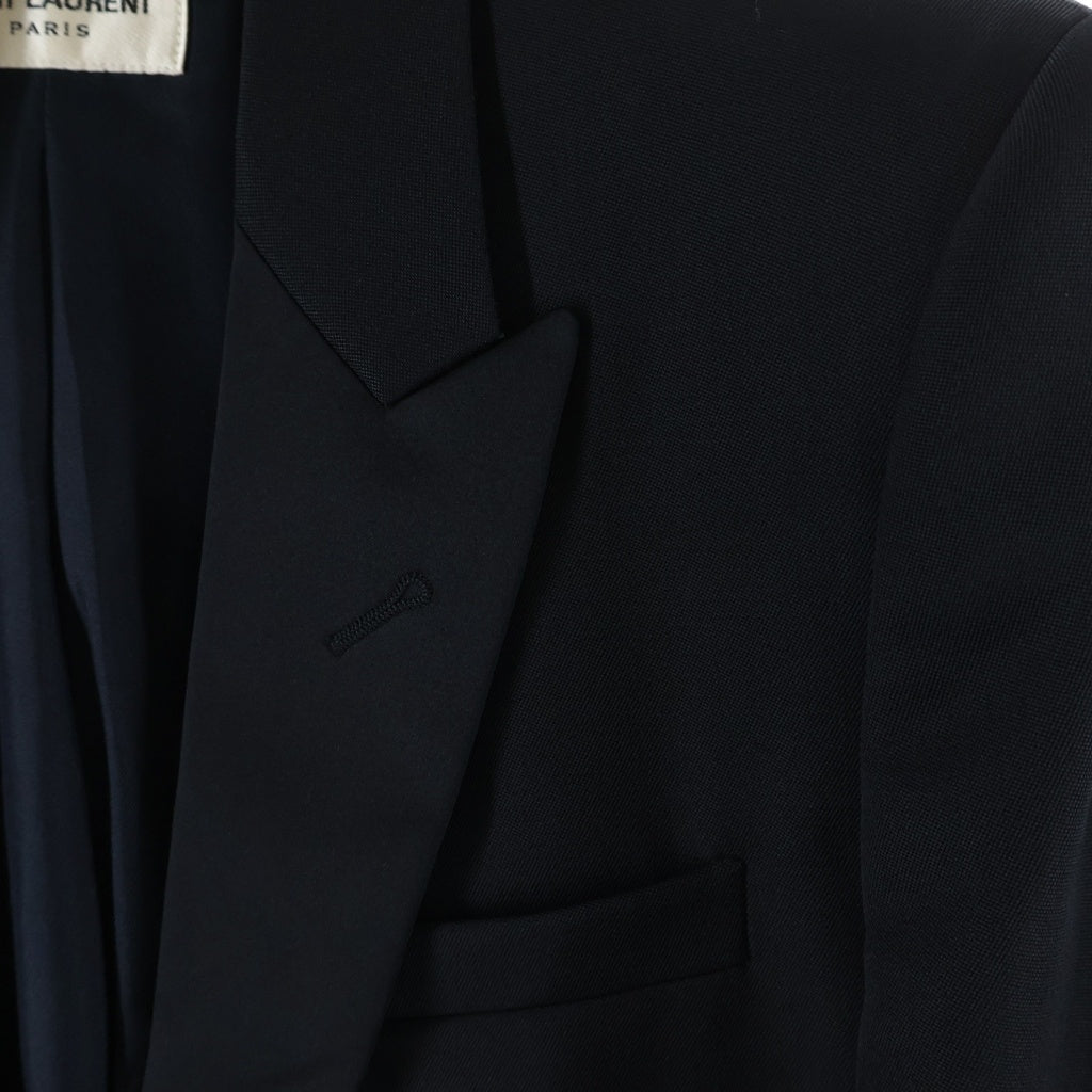 SAINT LAURENT PARIS(サンローランパリ) 13AW エディ期 シルクラペル切替 ウール 1B スモーキングジャケット ブラック 326807 YM85M